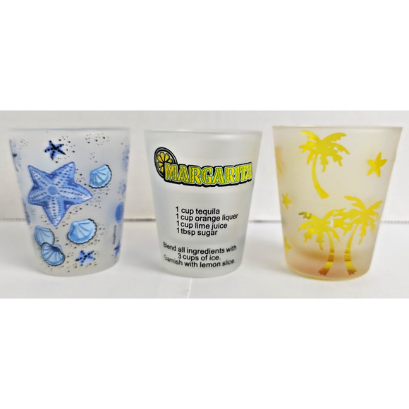 Florida 3 Shot Glasses Ft. Meyers Ft. Walton Oak Island Palm Beach Margarita Bar - Picture 2 of 9